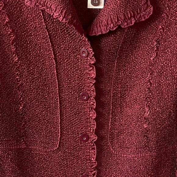 Toffee & Apple Burgundy Textured Knit Jacket Size Large NWT - Picture 3 of 9